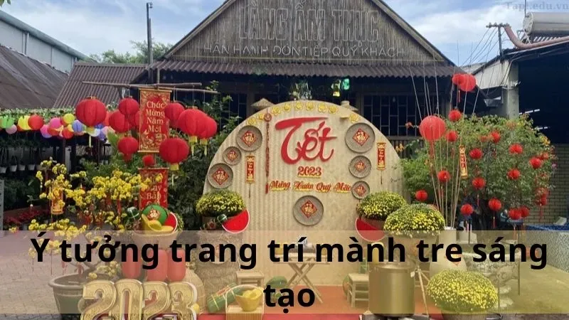 trang trí tết bằng mành tre 5