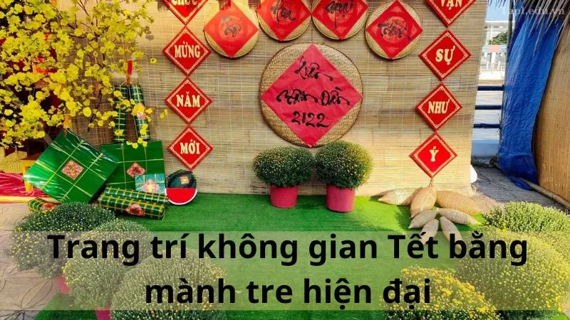 trang trí tết bằng mành tre 6