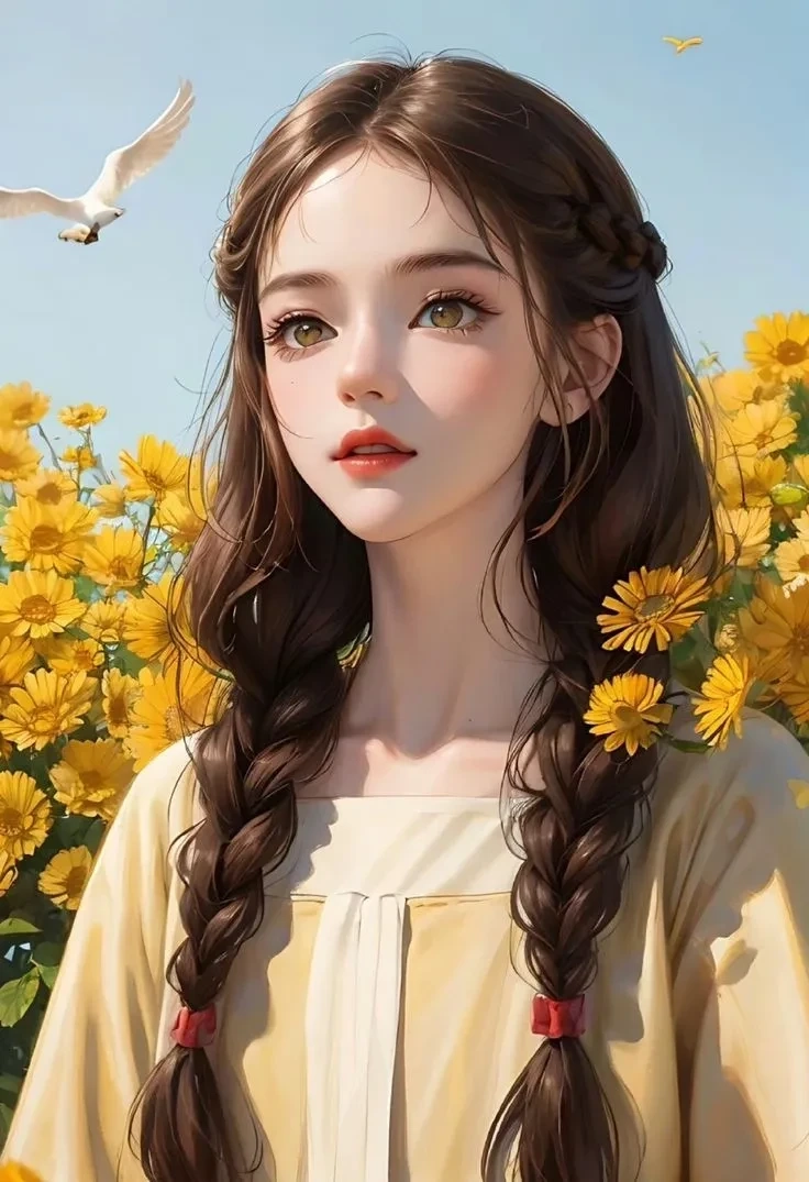 Hình nền 3D thiếu nữ ghi lại nét trong sáng và dịu dàng tinh tế