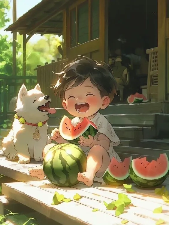 Hình nền quả dưa hấu cute với màu sắc tươi sáng và dễ thương