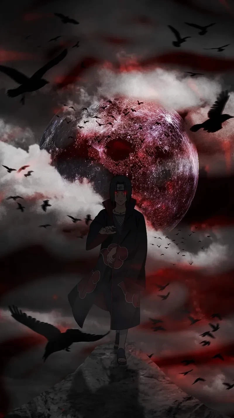 Hình nền Itachi giúp tạo không gian mạnh mẽ và huyền bí