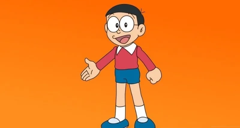 Hình của Doraemon và Nobita tạo không gian dễ thương và vui nhộn