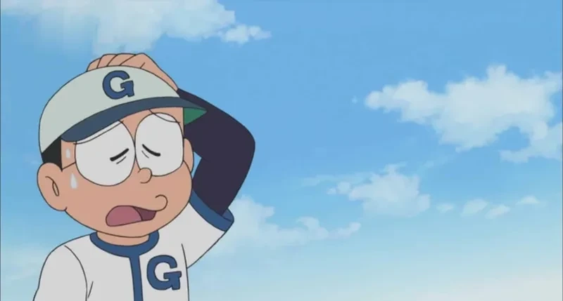 Hình ảnh Nobita cute thể hiện sự ngây thơ và đáng yêu