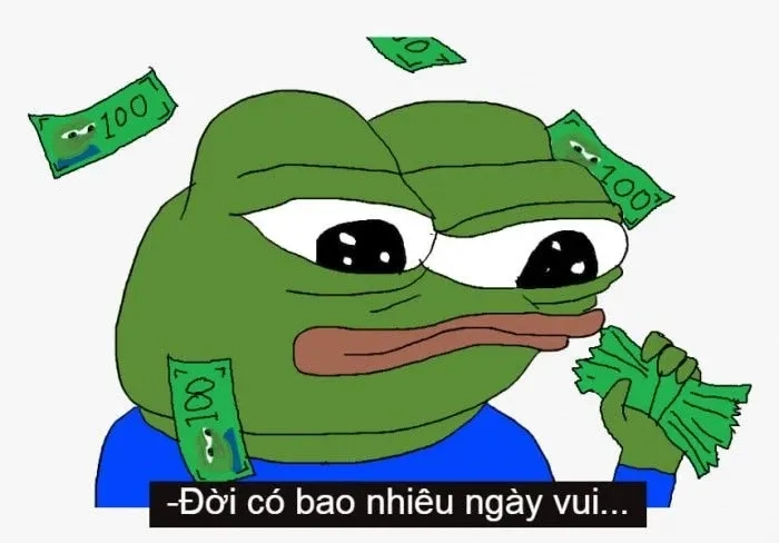 Meme con ếch khóc ngộ nghĩnh với biểu cảm đầy cảm xúc