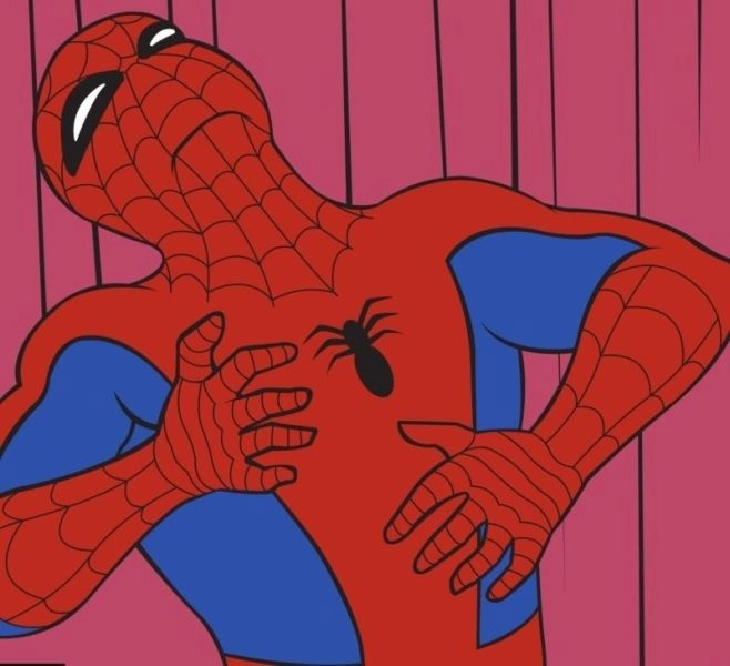 Meme Spiderman da đen với biểu cảm độc đáo và ngộ nghĩnh