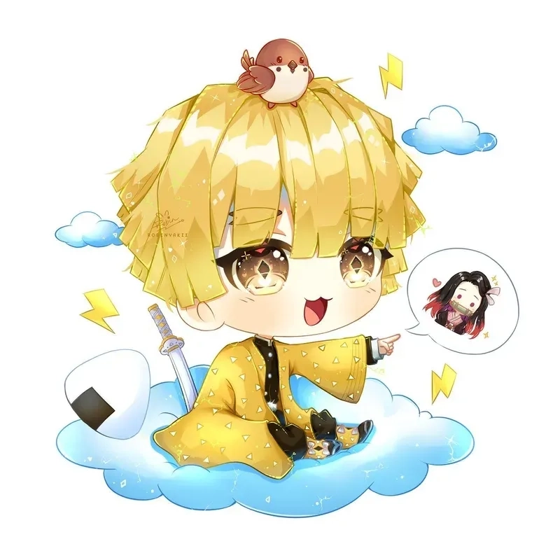 Thanh gươm diệt quỷ Zenitsu chibi trong tạo hình đáng yêu