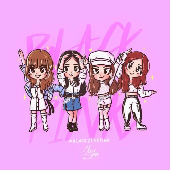 Hình black pink chibi làm nổi bật thần thái nhóm