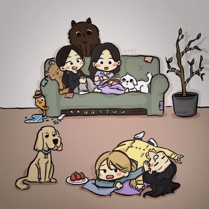 Ảnh nhóm Blackpink chibi phong cách siêu cưng