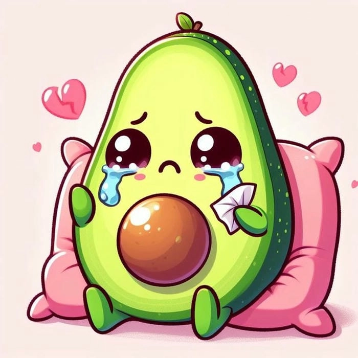 Quả bơ chibi đáng yêu, ngọt ngào, tạo hình sống động
