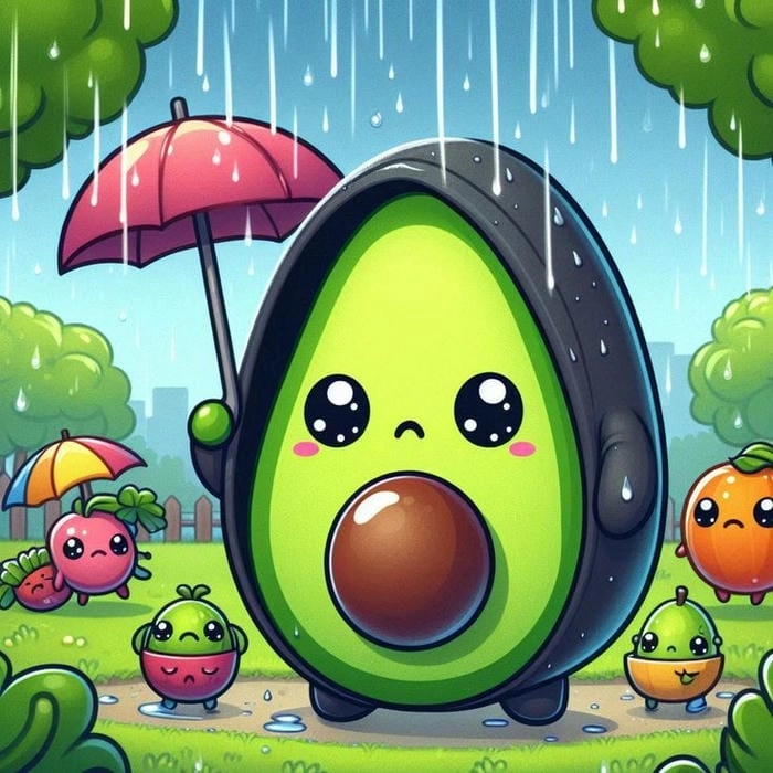 Quả bơ cute trong hình ảnh chibi ngọt ngào, dễ thương