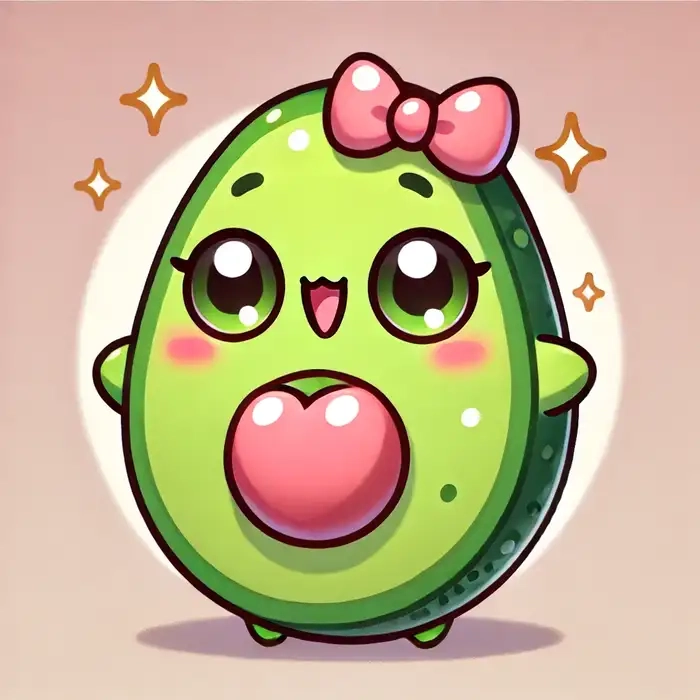 Bơ cute chibi với phong cách dễ thương, đáng yêu không thể thiếu