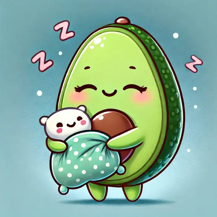 Hình quả bơ chibi với nét vẽ ngọt ngào, dễ thương