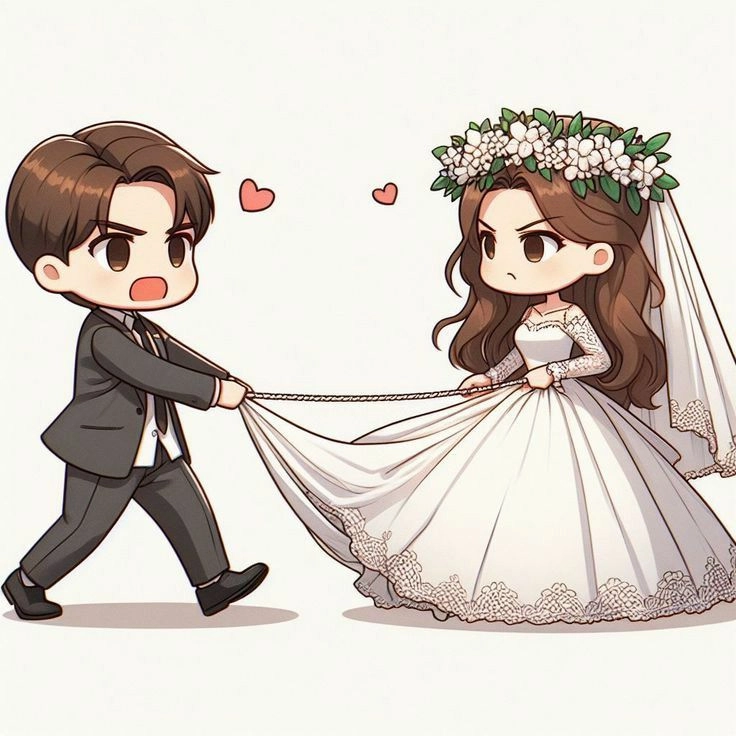 Vẽ cô dâu chú rể chibi đơn giản bằng bút chì