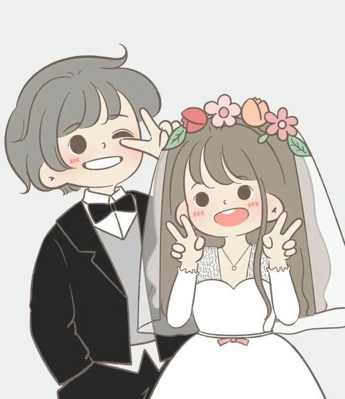Chibi cô dâu chú rể cho mẫu avatar đôi đẹp