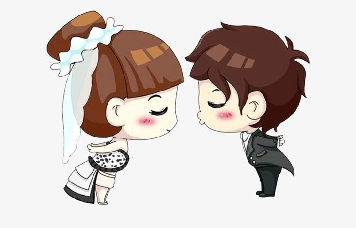 Hình ảnh cô dâu chú rể chibi dùng làm sticker