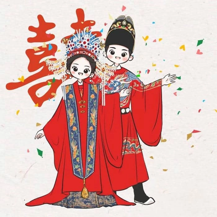 Cô dâu chú rể hoạt hình đáng yêu và sáng tạo
