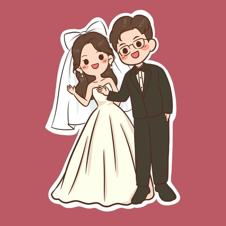 Dâu rể chibi tạo hình đẹp cho lễ cưới hiện đại