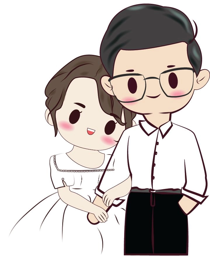 Avatar đôi cô dâu chú rể chibi cho mạng xã hội