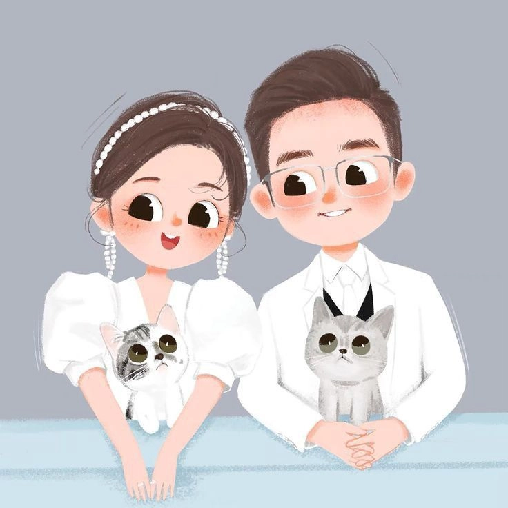 Chibi cô dâu chú rể áo dài nét truyền thống đẹp