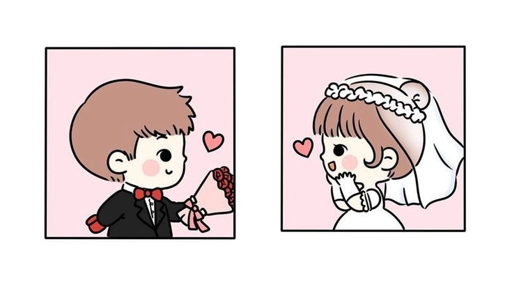 Cô dâu chú rể đồ chơi chibi phù hợp trang trí