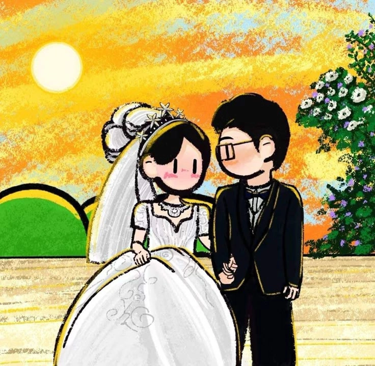 Cách vẽ cô dâu chú rể chibi bằng bước cơ bản