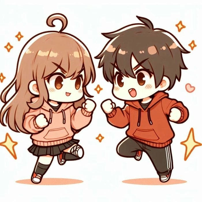 Hình chibi cute cặp đôi khiến lòng tan chảy