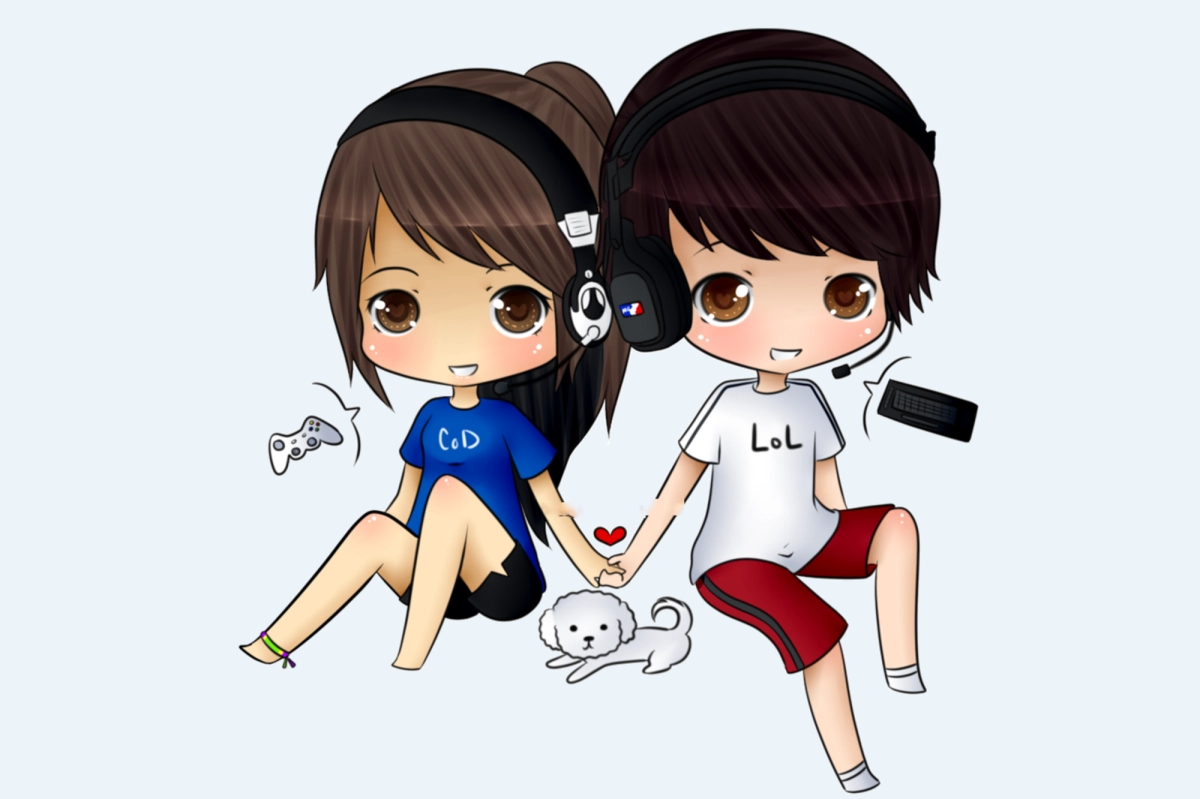 Ảnh chibi đôi cute mang cảm giác nhẹ nhàng