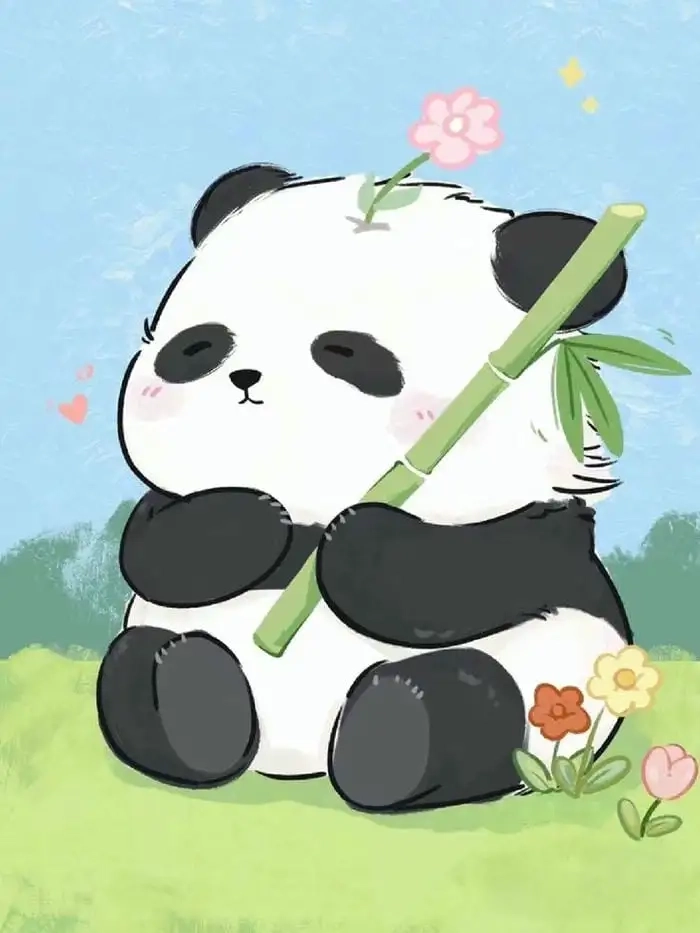 Hình gấu cute chibi siêu nổi bật trên nền sáng