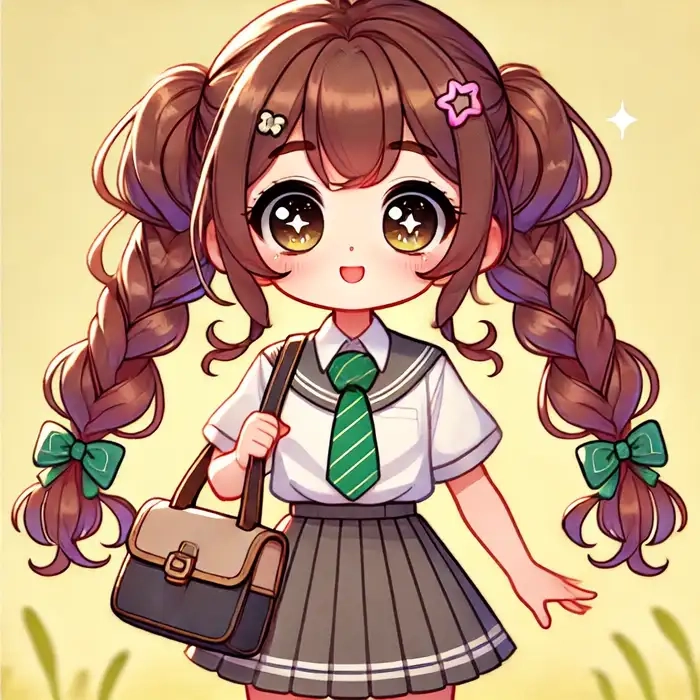 Học sinh chibi đáng yêu với bộ đồng phục xinh