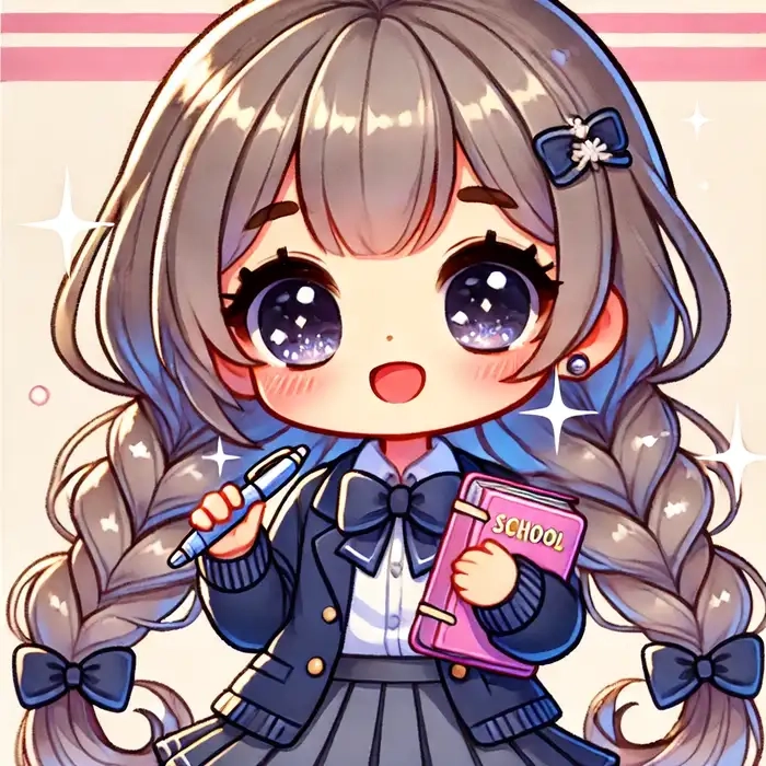 Hình ảnh học sinh nữ chibi trong sáng đáng yêu