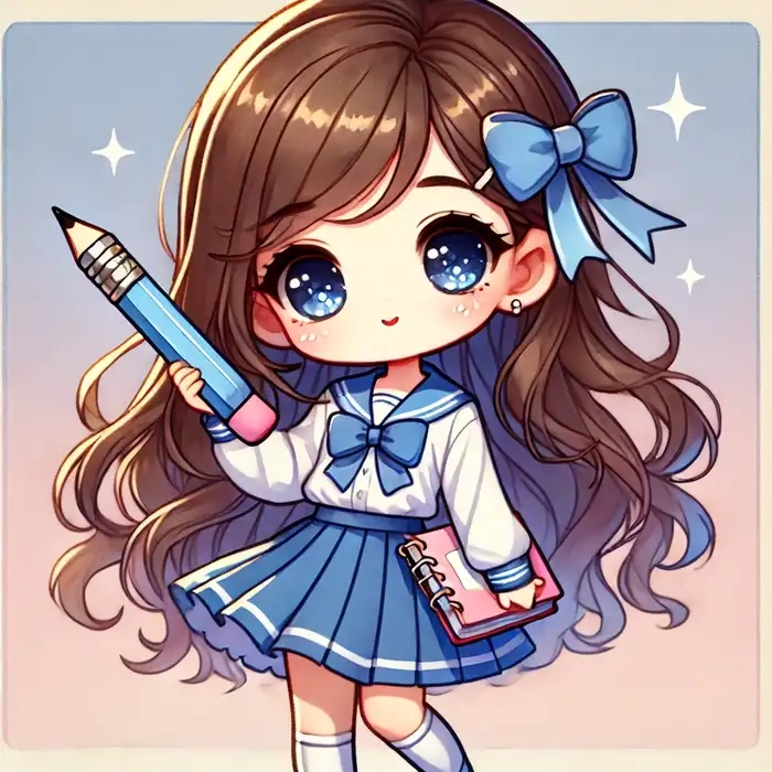 Ảnh chibi học sinh nữ dịu dàng đáng yêu