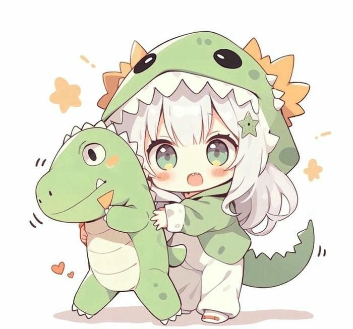 Vẽ khủng long chibi cute cực chill cuối tuần