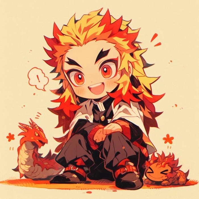 Vẽ rengoku chibi siêu đơn giản cho người mới