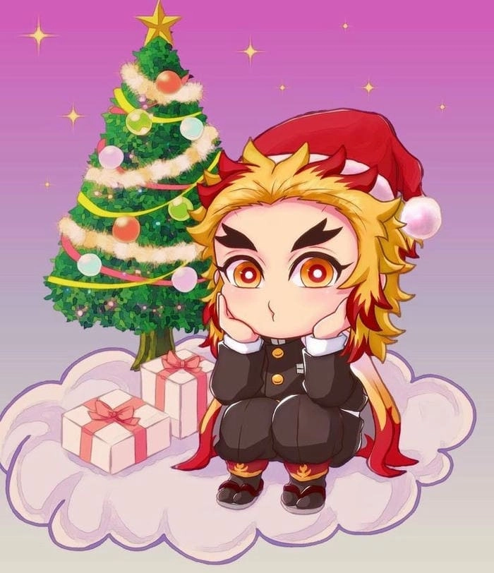 Demon slayer rengoku chibi với biểu cảm hài hước