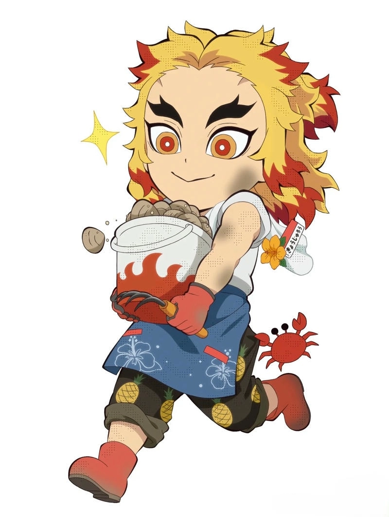 Rengoku chibi manga thể hiện thần thái mạnh mẽ
