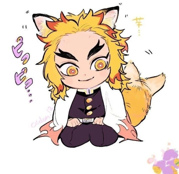Rengoku chibi sticker trang trí siêu xinh xắn