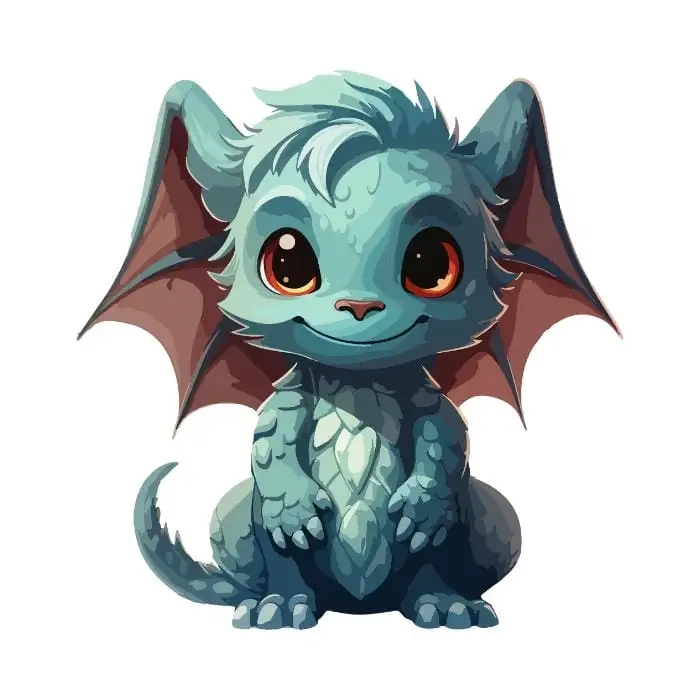 Rồng con chibi với cặp cánh nhỏ nhắn cực kỳ dễ thương