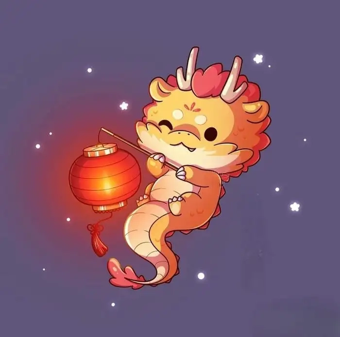 Con rồng chibi cute tỏa sáng trong không gian huyền bí