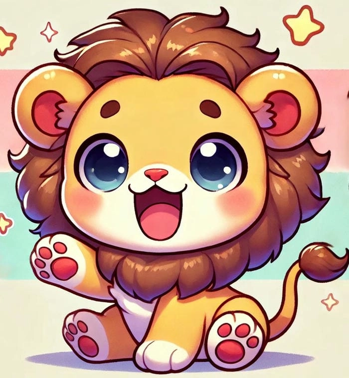 Cung sư tử chibi cute đầy màu sắc tươi sáng