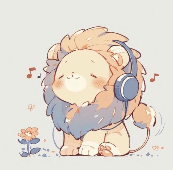 Hình sư tử chibi phiên bản hoạt hình siêu yêu