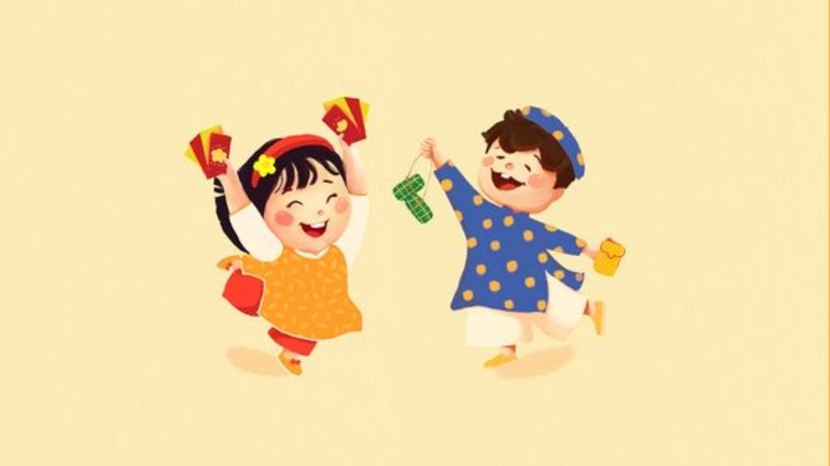 Ảnh Tết Chibi Gia Đình đón mừng năm mới vui vẻ