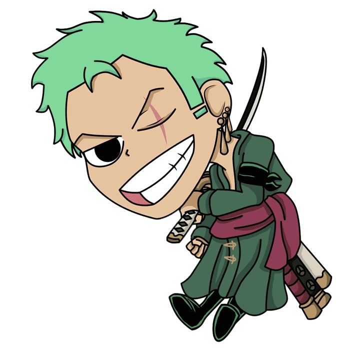 Zoro chibi drawing đầy chi tiết nổi bật