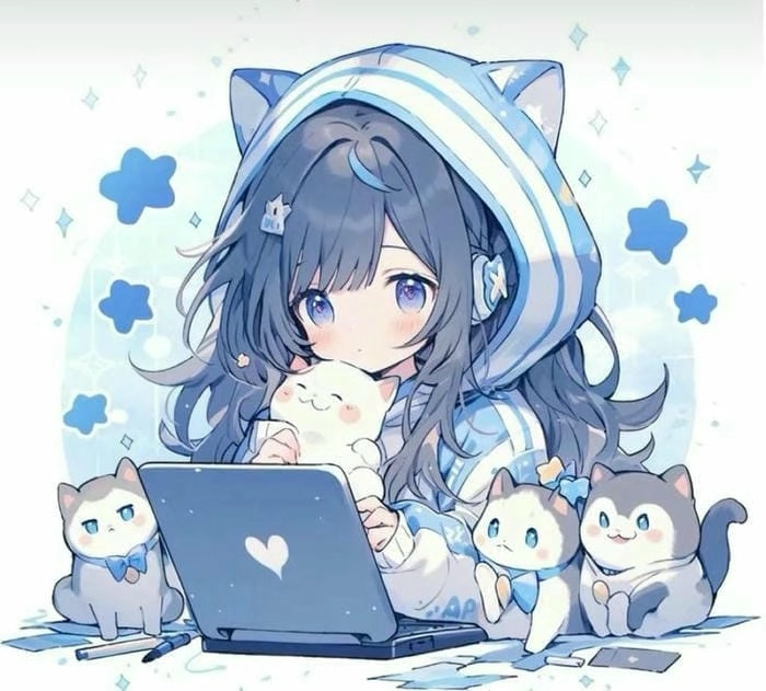 Hình chibi nữ cute ngập tràn sắc màu đáng yêu