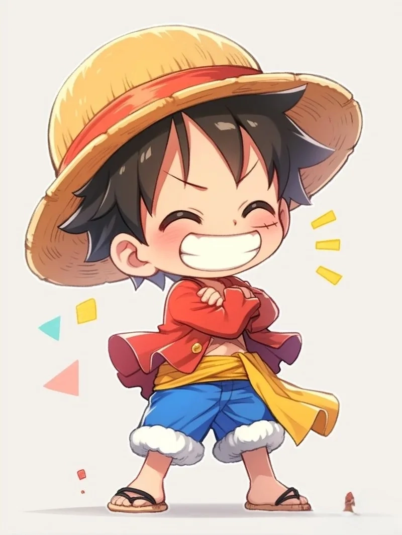 Chibi Luffy dễ thương với phong cách One Piece