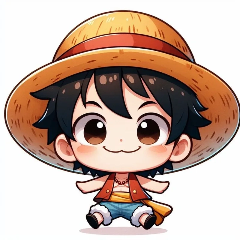 Hình Luffy chibi cute, tạo không khí vui tươi