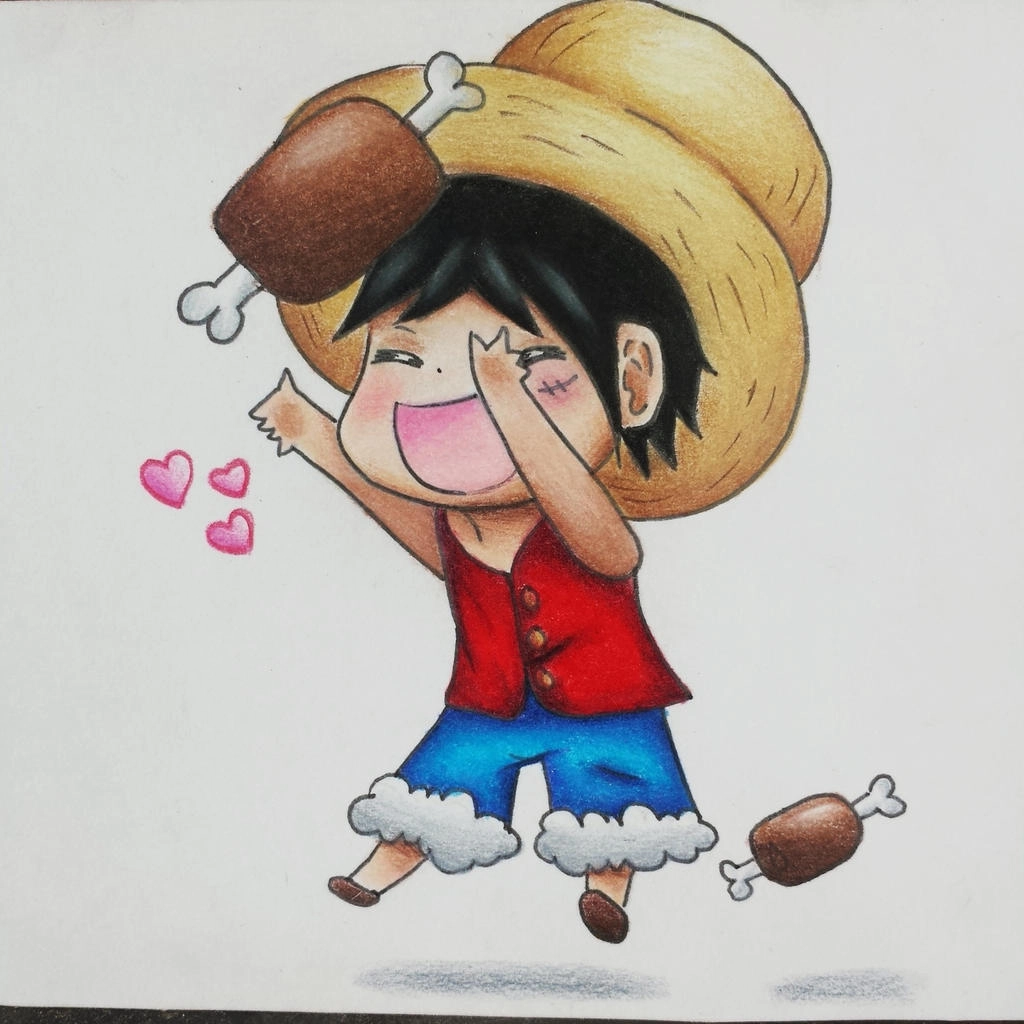 Luffy chibi cute trong phong cách manga đặc trưng