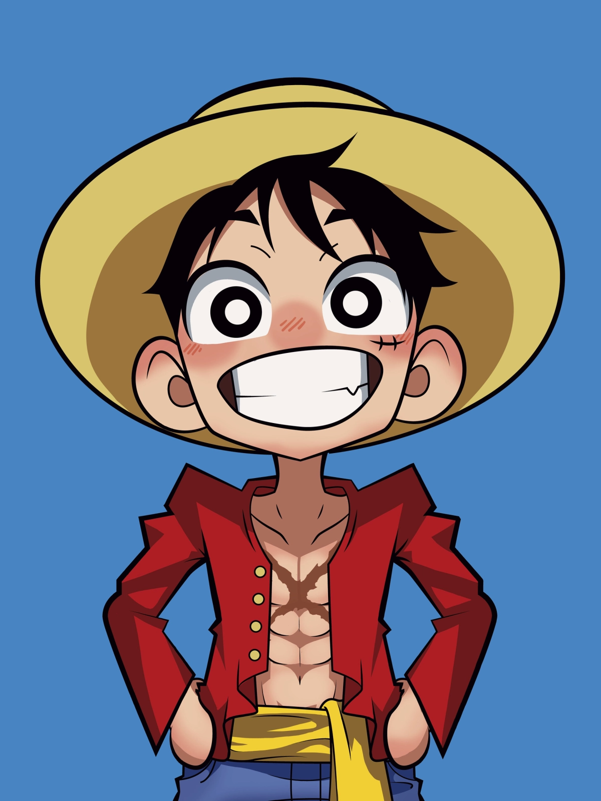 Hình Luffy chibi mang phong cách One Piece nổi bật