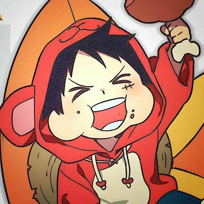 Ảnh Luffy chibi cute với nét vẽ sắc nét và vui nhộn