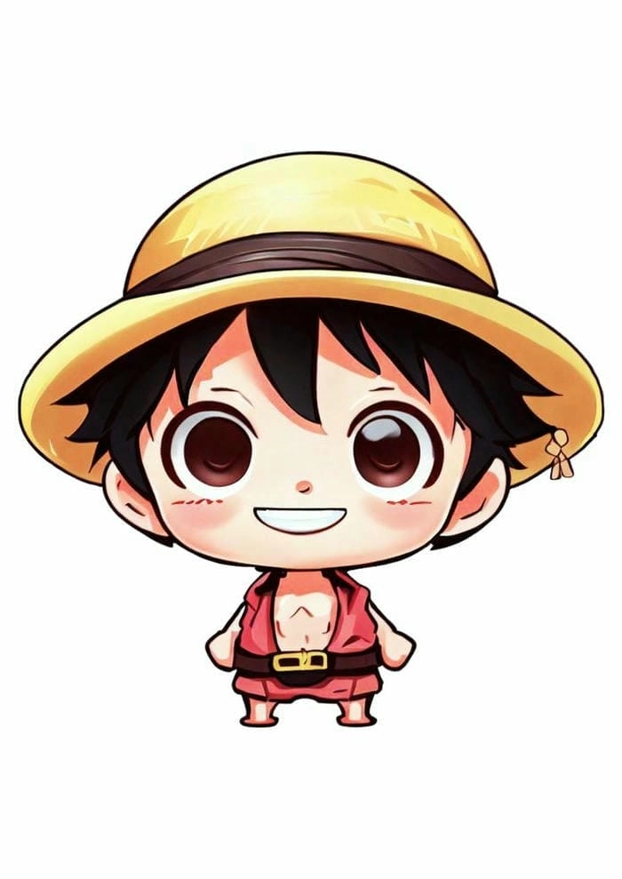 Hình vẽ Luffy chibi dễ thương, tạo nét đặc trưng riêng