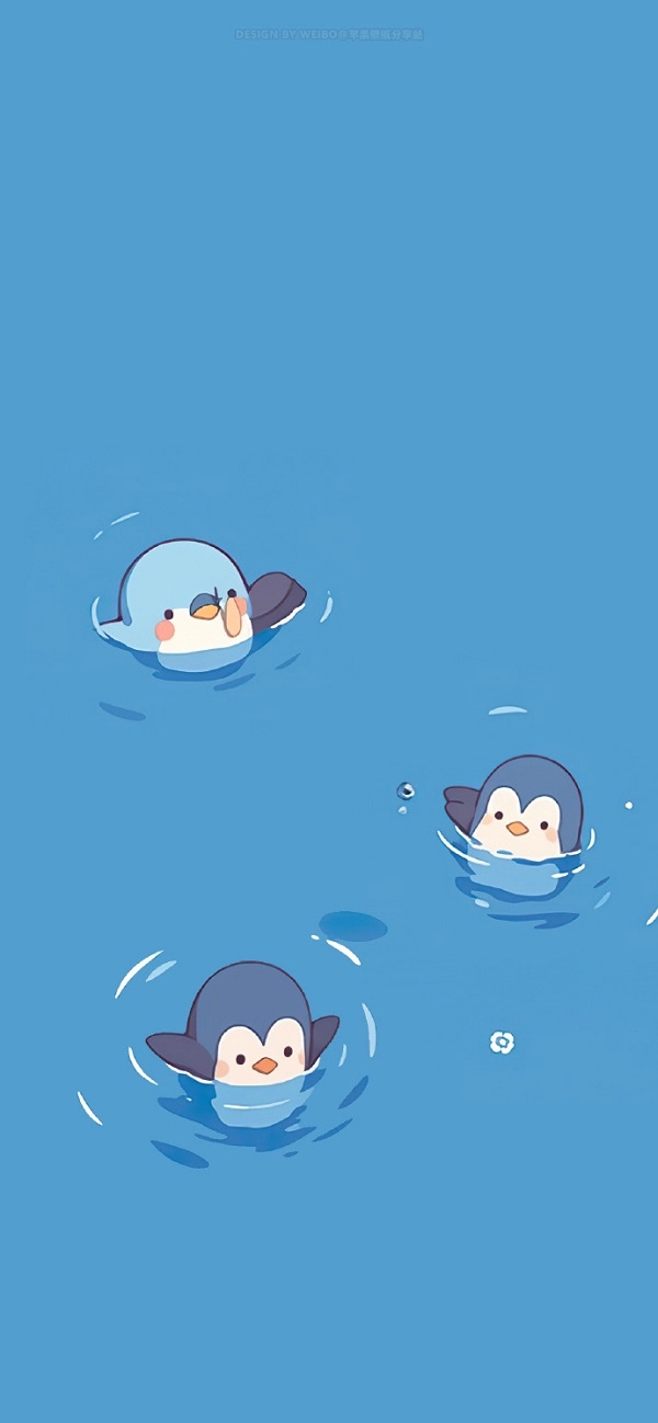 Hình nền chim cánh cụt chibi ngộ nghĩnh tinh nghịch